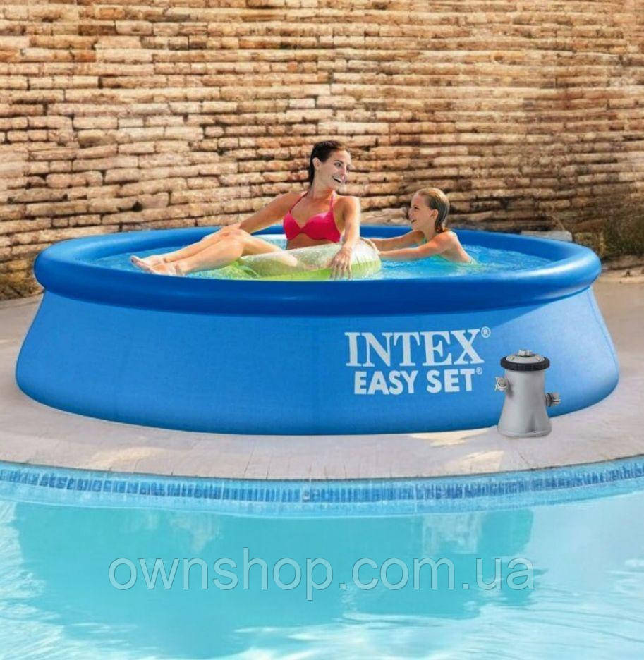 Сімейний наливний басейн 305*76 см + катриджний насос, Intex 28122 "Easy Set"