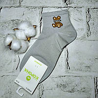 Шкарпетки жіночі бамбукові короткі з широкою резинкою Ведмедик 36-41р Блакитні BY827-32