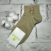Шкарпетки жіночі бамбукові короткі з широкою резинкою Ведмедик 36-41р Зелені BY827-33