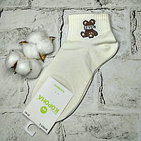 Шкарпетки жіночі бамбукові короткі з широкою резинкою Ведмедик 36-41р Молочні BY827-34