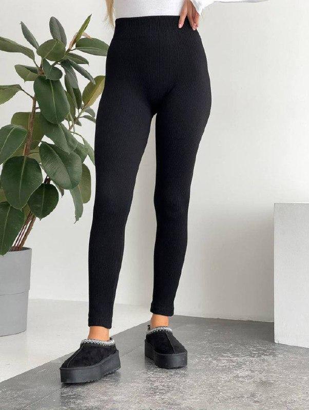 Базові весняні лосини в рубчик без утеплення (розмір 42-48)., фото 1