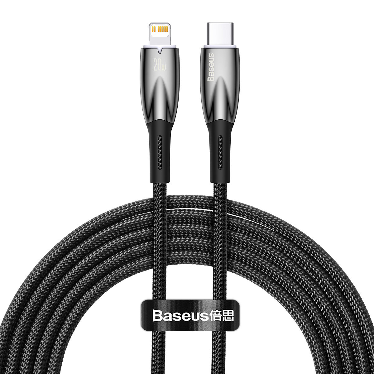 Кабель Baseus Glimmer Series Fast Charging Data Cable Type-C to Lightning 20W 2m Black CADH000101, фото 1