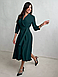 Класичне стримане вечірнє плаття на запах, темно-зелене, фото 3