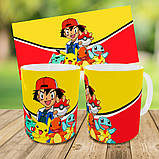 Набір дитячий Покемон Пікачу рюкзак 36х27см сумка-бананка, кружка з принтом для хлопчика (01568), фото 9