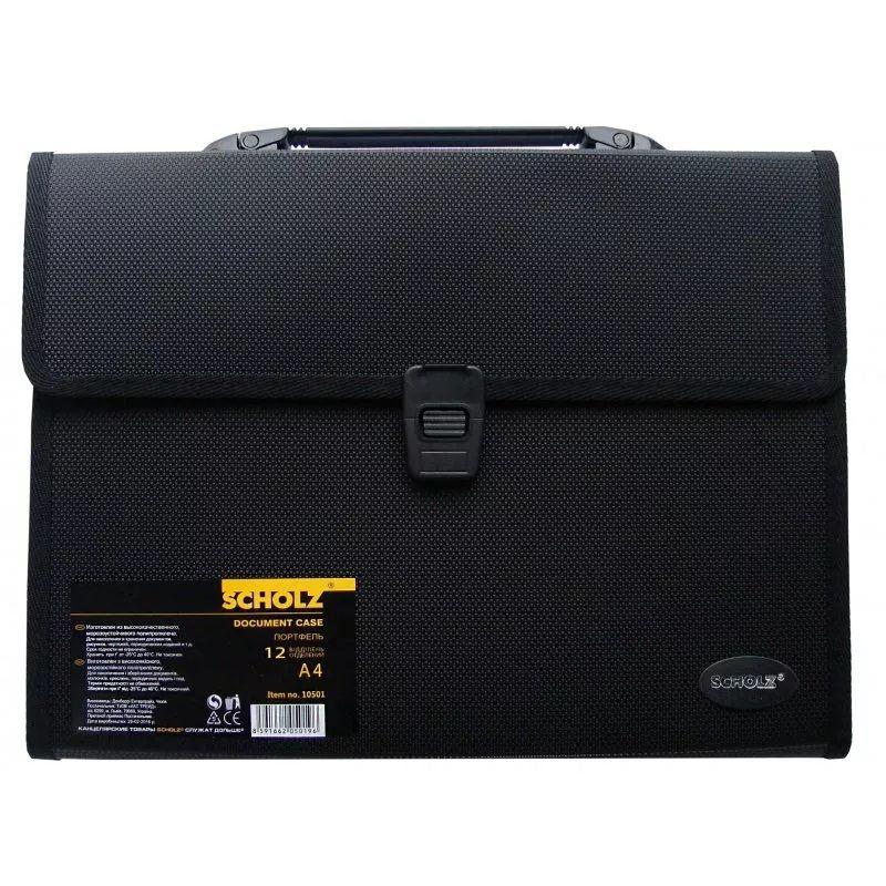 Портфель пластиковий A4 12 відділень 10501 SOZ чорний, фото 1