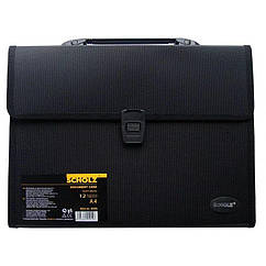 Портфель пластиковий A4 12 відділень 10501 SOZ чорний