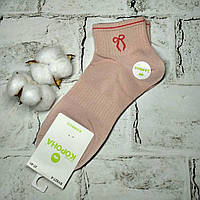 Шкарпетки жіночі бамбукові короткі з широкою резинкою Бантик 36-41р Рожеві BY827-43