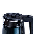 Електрочайник з автоматичним відключенням 1.7 літра Sokany дисковий побутовий 2000 Вт Чорний Lugi, фото 7