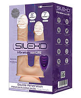 Подвійний силіконовий фалоімітатор із вібрацією SilexD Double Gusto Vibro Flesh + LRS 19,5/17,5 см