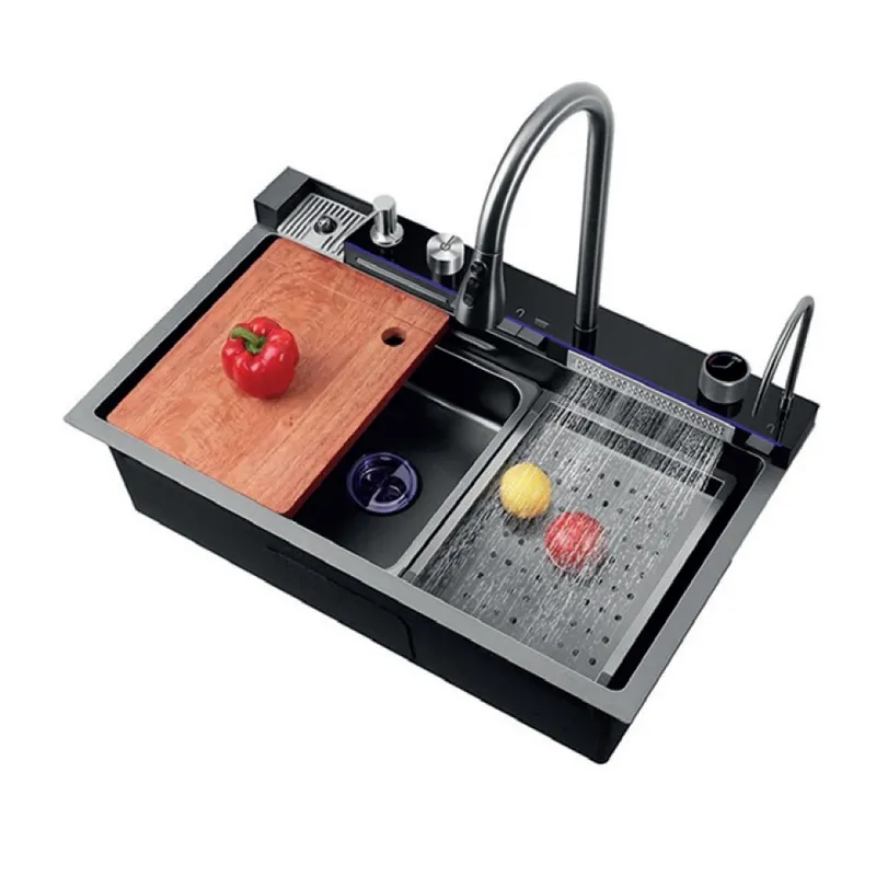 Мийка Zerix ZH7546-SET-02 DECOR NANO-BLACK з вбудованим змішувачем (ZM5576), фото 1