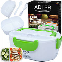 Ланч-бокс, контейнер для їжі з підігрівом Adler AD 4474 Green (220V, 1,1 л, 50 °C, Польща)