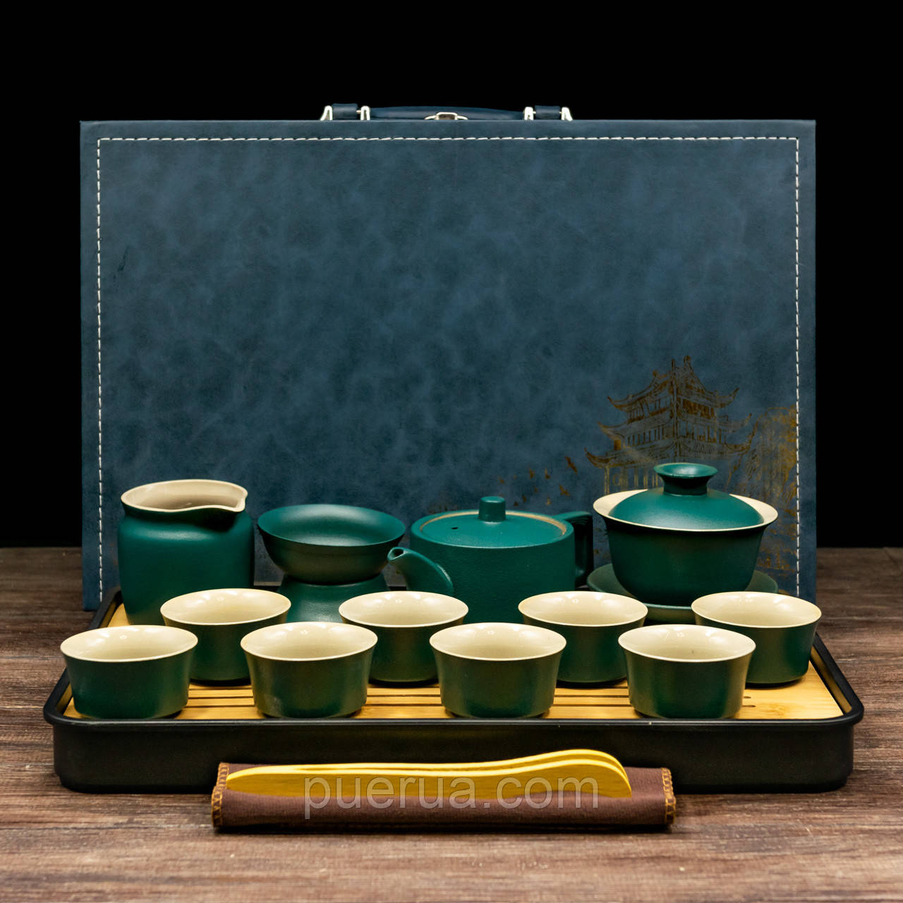 Набір посуду для чайної церемонії "Імператорська глибина Чжоупань Ху" на 8 персон у кейсі, фото 1