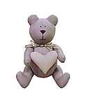 Інтер'єрна іграшка ручної роботи ведмедик Тедді з серцем Какао Прованс 20 см