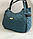 Стильна стьобана жіноча сумка дута плащівка з кишенями зелена, фото 2