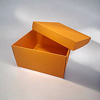 Коробка подарункова з кришкою (150х150х80мм.) помаранчева