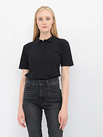 Жіноча футболка-поло чорна без принту