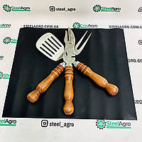 Багатофункціональна виделка для зняття м'яса і шашлику світло коричнева ручка Kozak Grill, фото 6