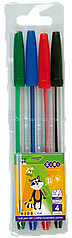 Набір з 4 кулькових ручок в пластиковому пеналі, KIDS Line ZB.2010