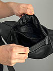 Класична сумка бананка чоловіча на груди натуральна шкіра Чорна поясна сумка на блискавці через плече хлопцю, фото 5