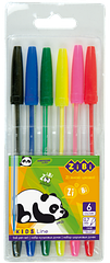 Набір з 6 кулькових ручок в пластиковому пеналі, KIDS Line ZB.2011