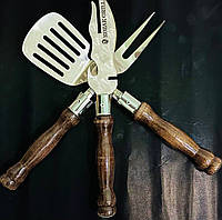 Багатофункціональна лопатка для BBQ темно коричневая ручка Kozak Grill, фото 2