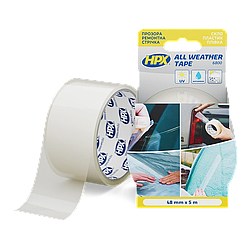 Прозорий ремонтний скотч HPX ALL WEATHER TAPE 48 мм x 5 м для скла, пластику та плівок