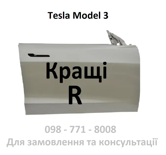 Двері передні праві в заводській ґрунтовці Tesla Model 3 (1081420-E0-C)