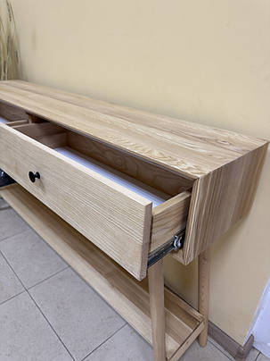 Консольний столик із дерева (натуральний ясен) 1100х350х800 мм, фото 3