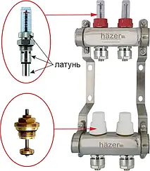 Колектор для теплої піддлоги HAZER 102/07  на 2 ВИХОДИ