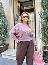 Светр жіночий в'язаний із візерунком два кольори вовна, фото 3