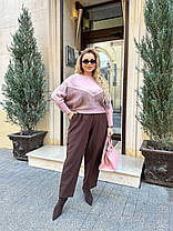 Светр жіночий в'язаний із візерунком два кольори вовна, фото 2