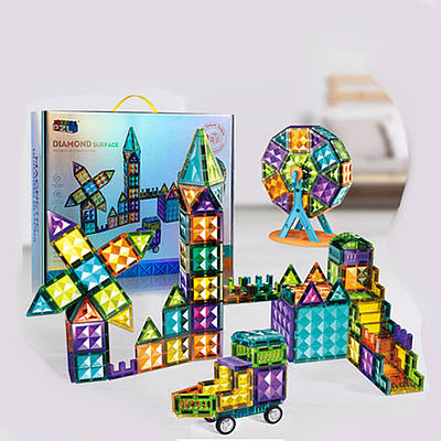 Дитячий магнітний конструктор Розвивальна іграшка створення 3D 4D фігур з магнітних блоків алмазна поверхня