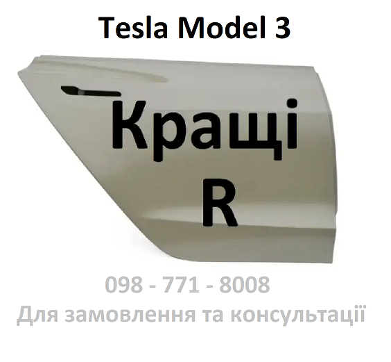 Двері задні праві в заводській ґрунтовці Tesla Model 3 (1081440-E0-C)
