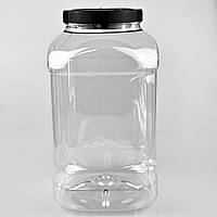 Пластикова банка 5 л з чорною кришкою 110 мм, банки для сипучих