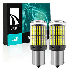 Комплект світлодіодних ламп NAPO LED 1156-3014-144smd P21W 1156 BA15S колір світіння білий 2 шт