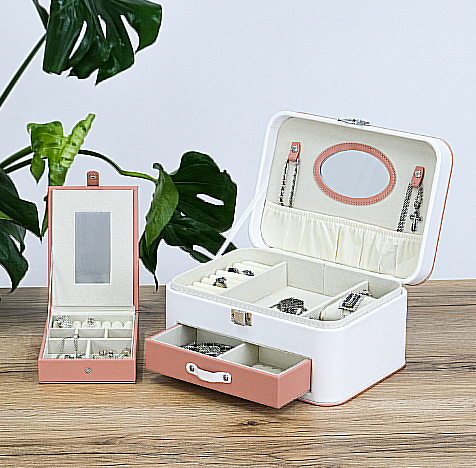 Скринька багаторівнева для коштовностей з екошкіри з дзеркалом усередині, фото 1