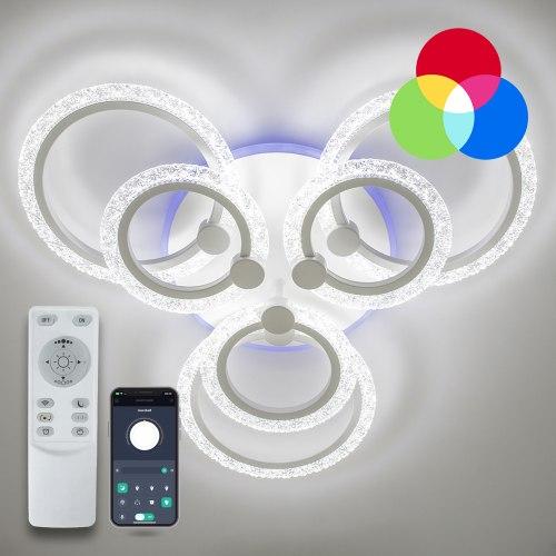 Керована світлодіодна люстра LILY RGB 100W 7R APP WHITE/CLEAR 650х115мм Luminaria 220V IP20 з пультом ДУ