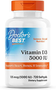 Лікар безт вітамін Д3 Doctor's Best Vitamin D3 5000 IU 720 гелевих капсул