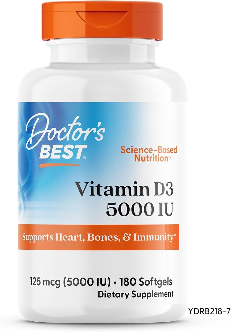 Doctor's Best Vitamin D3 5000 IU 180 гелевих капсул, фото 1