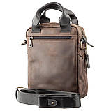 Сумка чоловіча SHVIGEL 11182 в винтажной шкірі в комбінації коричневого і чорного кольору, фото 2