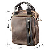 Сумка чоловіча SHVIGEL 11182 в винтажной шкірі в комбінації коричневого і чорного кольору, фото 3