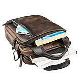 Сумка чоловіча SHVIGEL 11182 в винтажной шкірі в комбінації коричневого і чорного кольору, фото 5