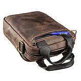 Сумка чоловіча SHVIGEL 11182 в винтажной шкірі в комбінації коричневого і чорного кольору, фото 7