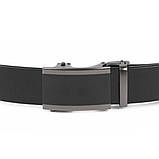 Ремінь чоловічий c затемненою пряжкою і чорною вставкою Vintage 20284 Чорний, фото 3