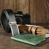 Ремінь чоловічий c затемненою пряжкою і чорною вставкою Vintage 20284 Чорний, фото 4