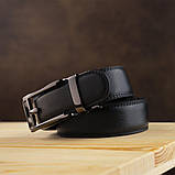 Ремінь чоловічий c тонкою пряжкою у вигляді рамки Vintage 20218 Чорний, фото 4