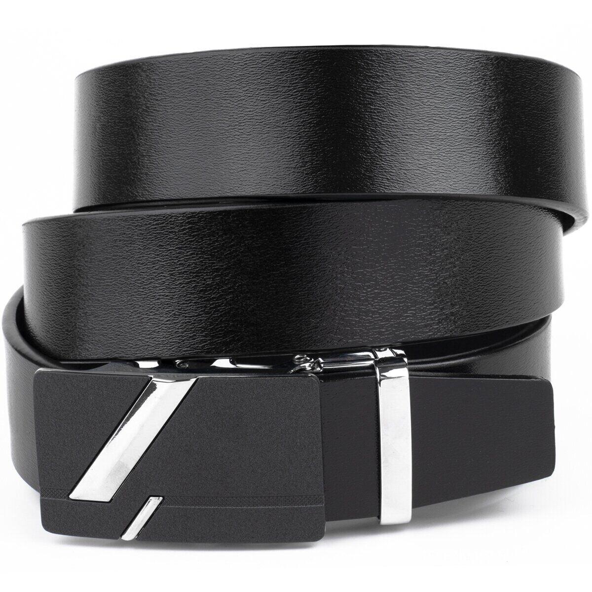 Ремінь чоловічий з чорною матовою пряжкою Vintage 20329 Чорний, фото 1