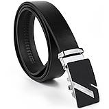 Ремінь чоловічий з чорною матовою пряжкою Vintage 20329 Чорний, фото 4