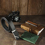 Ремінь чоловічий з чорною матовою пряжкою Vintage 20329 Чорний, фото 5