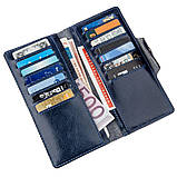 Гаманець унісекс вертикальний зі шкіри Алькор на кнопках SHVIGEL 16174 Синій, фото 5